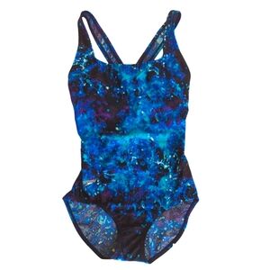 Speedo One Piece Criss Cross Swimwear Swimsuit 8 Blue Green